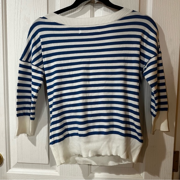 NWT Paisie Knitted Wrap Top In Marine Blue And White - Picture 13 of 13